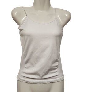 WHITE Spaghetti Strap Tank Top Spandex Fitted Camisole- One Size- NEW